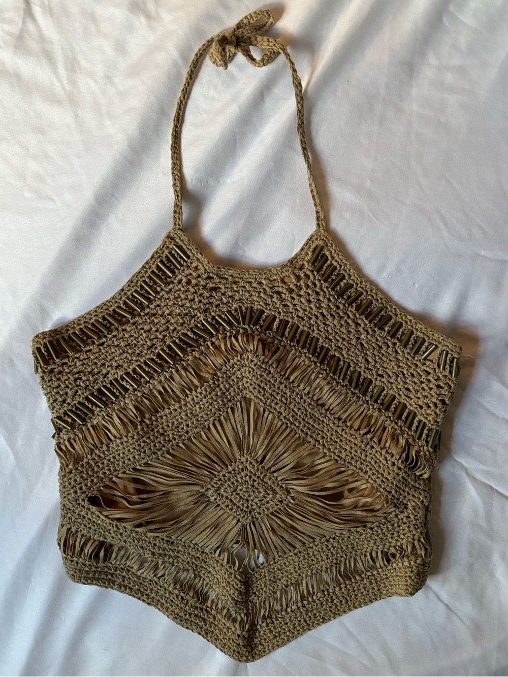 ~ valentino roma dark brown crochet halter top ~